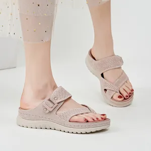 Breathable pink mesh sport sandals for women featuring thick non-slip platform soles