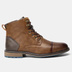 Bottines Martin marron vintage pour hommes avec design de bottes de travail