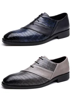 Detailansicht der britischen Herren-Business-Schuhe mit Krokoprägung aus feinem Leder.
