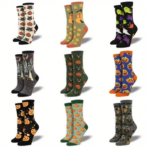 1 Paar Halloween Kreative Lustige Kürbis Geist Hexe Jacquard Socken Unisex Baumwolle Gestrickte Crew Socken Für Herren Damen Neuheit Feiertag Socken