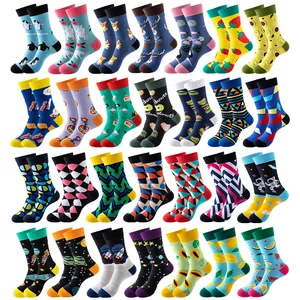 Chaussettes mi-hautes colorées à motifs pour hommes et femmes en divers modèles