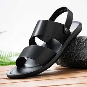 Men Casual Microfiber Leather Sandals Summer Breathable Beach Shoes Non-Slip Soft Sole Outdoor Dual-Use Sandals Plus Size Footwear