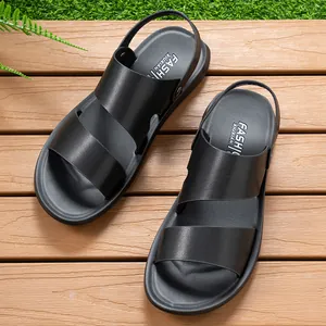 Professional black men's breathable beach sandals with non-slip soft sole for summer