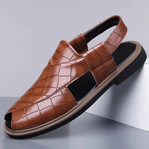 Heren Casual Alligator Textuur Romeinse Sandalen Zachte Zool Antislip Buiten Strandschoenen Zomer Romeinse Visserssandalen Grote Maten
