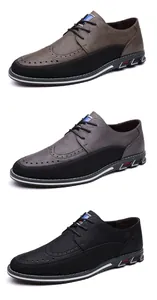 Vista dettagliata di scarpe eleganti da uomo in tre colori con dettagli brogue classici