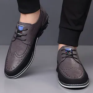 Scarpe casual da uomo stile brogue bicolore grigio e nero con suole antiscivolo