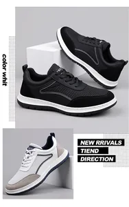 Detalle de zapatillas de malla transpirables para hombre en colores negro y blanco