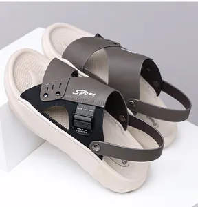 Detail view of men's versatile dual-use sandals with soft non-slip sole for beach