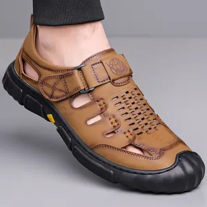 Sandales d'été ajourées pour hommes avec bout fermé et semelle souple antidérapante