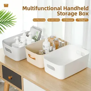 Caja De Almacenamiento De Escritorio De Plástico Moderno Organizador De Cosméticos Minimalista Con Asas Cesta Para Hogar Cocina Baño