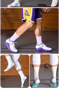 Vue détaillée des chaussettes de basket antidérapantes avec fond en serviette pour hommes