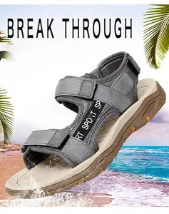 Men's outdoor gray mesh hiking sandals for summer beach activities with durable straps