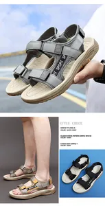 Detailed views of men's breathable mesh beach sandals for outdoor hiking and casual wear.