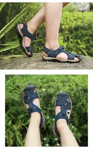 Atmungsaktive geschlossene Outdoor-Sandalen für Herren in Marineblau, ideal für den Strand