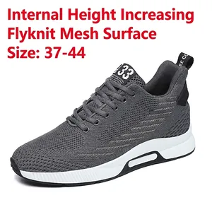 Atmungsaktive Herren Sneaker aus Fly-Knit Mesh mit 8cm unsichtbarer Erhöhungsohle