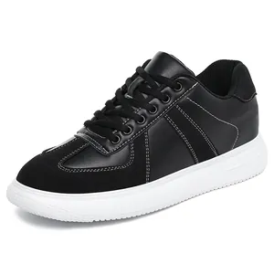 Herren 6cm höhenverstellbare De-xun Sneaker aus schwarzem Leder und Wildleder.