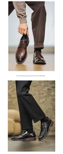 Detailed view of brown and black leather men's business dress shoes with laces