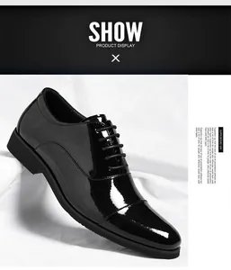 Elegante Herren-Oxfordschuhe aus schwarzem Lackleder mit klassischem Schnür-Business-Stil
