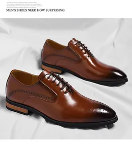 Macro view of brown leather brogue oxfords with elegant perforation and burnished toe.