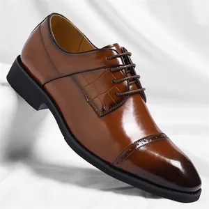 Heren Formele Zakelijke Oxford Schoenen Kunstleer Krokodillenreliëf Brogue Derby Schoenen Voor Bruiloft Kantoor Banket Feest Bruidegom Schoenen