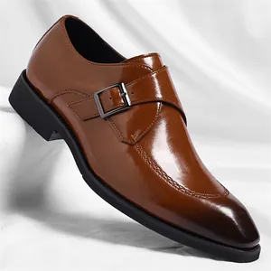 Scarpe da Uomo Monk Strap Formali in Pelle Sintetica Business Dress Shoes Gradiente Sfregato Suola in Gomma Antiscivolo Calzature Stile Britannico