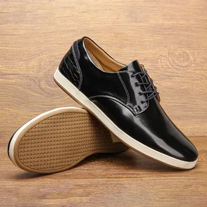 Zapatillas de Skate Casuales para Hombre Estilo Británico Zapatillas de Cuero Moda Zapatos con Cordones Versátiles Talón en Relieve de Cocodrilo