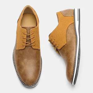 Chaussures derby décontractées bicolores pour hommes avec tissu respirant et cuir