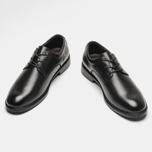 High-quality black leather Derby shoes with classic laces for business formal wear