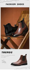 Gedetailleerd overzicht van hoogwaardige vintage leren Chelsea boots voor heren in bruin