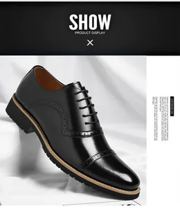 Close-up detail of premium black leather Oxford shoes with elegant brogue wingtip patterns.