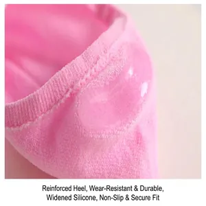 Close-up detail of a pink low-cut boat sock heel with non-slip widened silicone grip strip