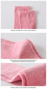 Detail views of pink low-cut cotton socks showing cuff design and fabric texture