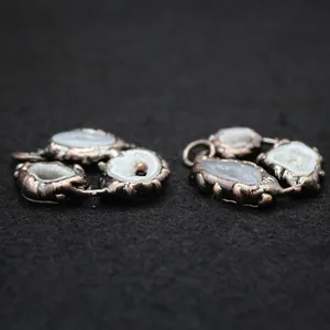 Collana con ciondolo in pietra di agata druzy naturale bronzo antico con stile boho
