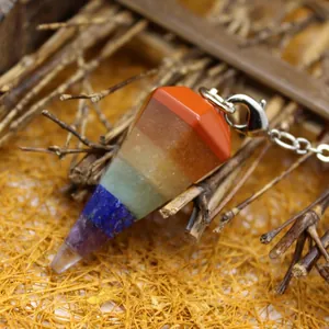 Zeven chakra natuursteen zeshoekige kegel kristal pendel hanger voor wichelroedelopen