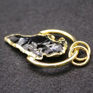 Stijlvolle vergulde natuurlijke zwarte obsidiaan pijlpunt hanger ketting voor iedereen