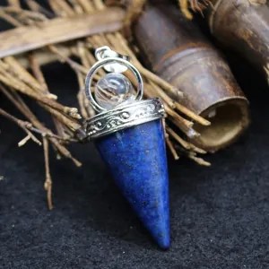 Péndulo de lapislázuli y cuarzo cristalino para sanación de chakras y energía espiritual