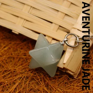 Pendentif en cristal étoile Merkabah aventurine verte naturelle pour guérison et méditation