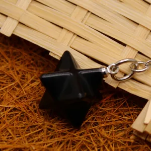Pendentif pendule en étoile Merkaba en onyx noir pour la guérison spirituelle