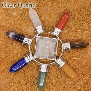 Natural seven chakra crystal pyramid stone energy healing ornament for home decor