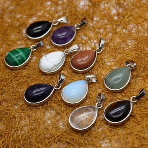 Pendentif Seul en Pierre de Cristal Minimaliste Sans Chaîne pour Femmes Pierre Naturelle Opale Améthyste Breloque en Goutte Accessoire de Bijoux
