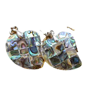 Boucles d'oreilles mosaïque en nacre d'abalone avec un design de lune exclusif