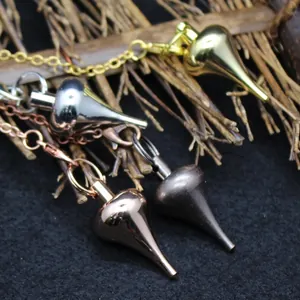 Vintage Kupfer Metall Pendel Wahrsagewerkzeug Wassertropfen Kegel Anhänger Halskette Für Meditation Heilung Ritual Schmuck