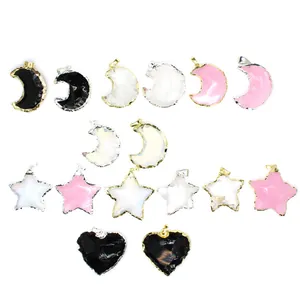 Selection of star, moon, and heart-shaped opal pendants in multiple colors for DIY jewelry