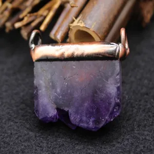 Colgante de cristal amatista natural de estilo medieval vintage para joyería collar