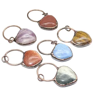 Pendentifs cœur vintage en cristal avec enroulement en cuivre, couleurs assorties