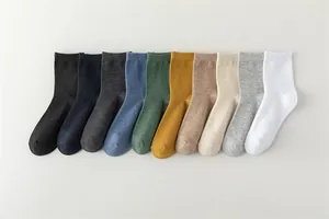 Lot de chaussettes en coton pour hommes en dix nuances neutres et unies différentes