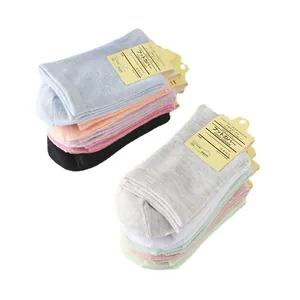 Soft candy colored cotton crew socks for women available in multiple plain colors
