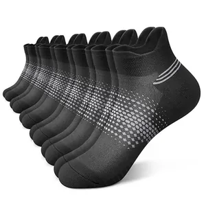 High-quality pack of men's athletic ankle socks in black with grey gradient pattern