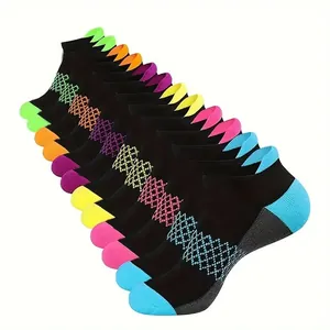 Calzini Sportivi Corti da Uomo Traspirante Rete Assorbente Casual Cotone Blocco Colore