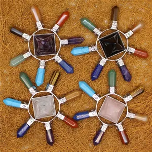 Etnische Stijl Natuursteen Kristal Piramide Ornament Chakra Energie Generator Meditatie Healing Bureau Decoratie Huis Kantoor